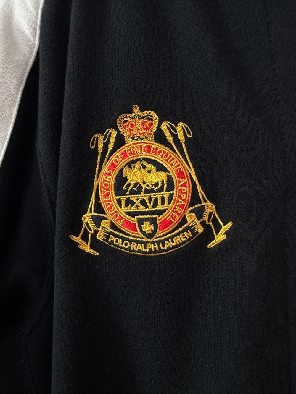 Vintage Polo Ralph Lauren Crest Big Pony Full Zip Hoody Large Black Red - Picture 3 of 7